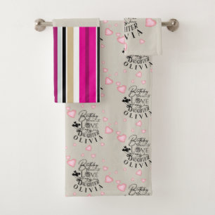 Cute Simple Gifts For Daughters   Typography Bath Towel Set