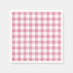 Cute Simple Girly Preppy Pink Gingham Plaid Napkins