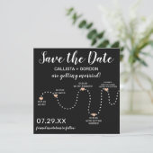 Cute Simple Gold White Black Timeline Wedding Save The Date (Standing Front)