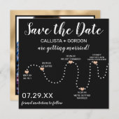 Cute Simple Gold White Black Timeline Wedding Save The Date (Front/Back)