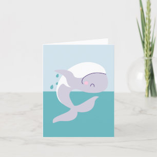 Cute simple graphic leaping whale letterpress thank you card