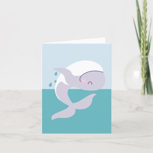 Cute simple graphic leaping whale thank you card