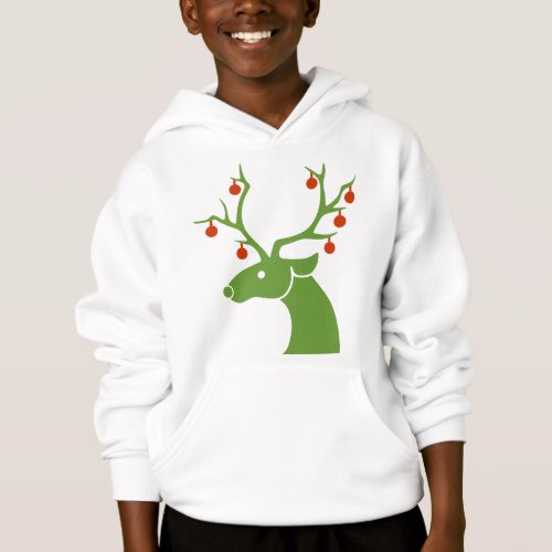 Cute Simple Green Christmas Reindeer Hoodie