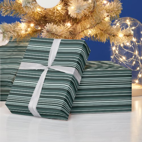 Cute simple green Christmas stripes pattern Wrapping Paper