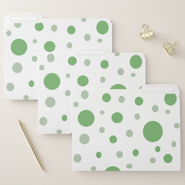 Cute Simple Green Grey Circle Pattern File Folder (Set)