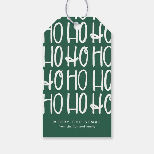 Cute simple green white ho ho ho Christmas holiday Gift Tags