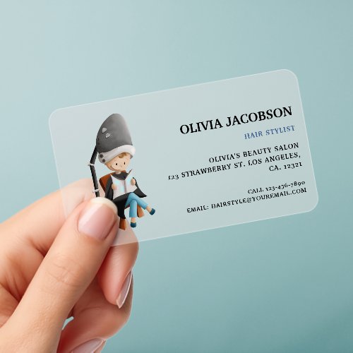 Cute Simple Hair Stylist Beauty Salon Clear Business Cards