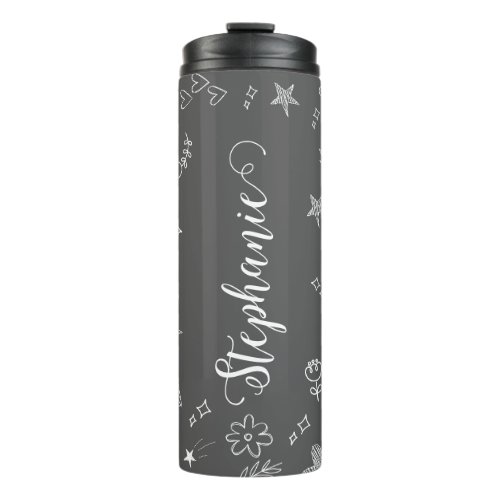 Cute Simple Hand Doodle Personalized Name Thermal Tumbler