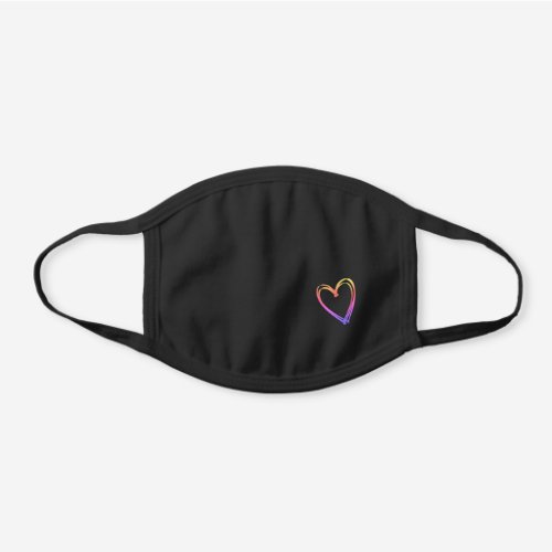 Cute Simple Hand_drawn Rainbow Pink Heart Black Black Cotton Face Mask