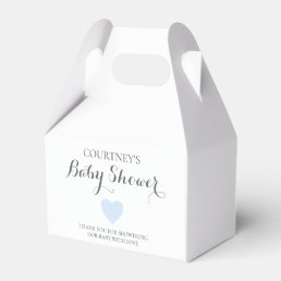 Cute Simple Heart Boy Blue Baby Shower Favor Boxes