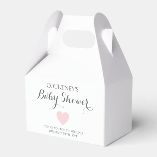 Cute Simple Heart Girl Pink Baby Shower Favor Boxes