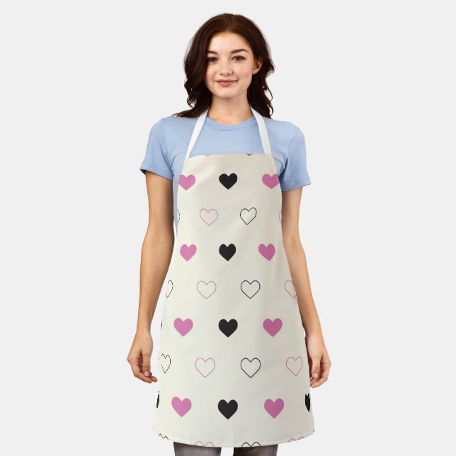 Cute Simple Heart Pattern Apron (Worn)