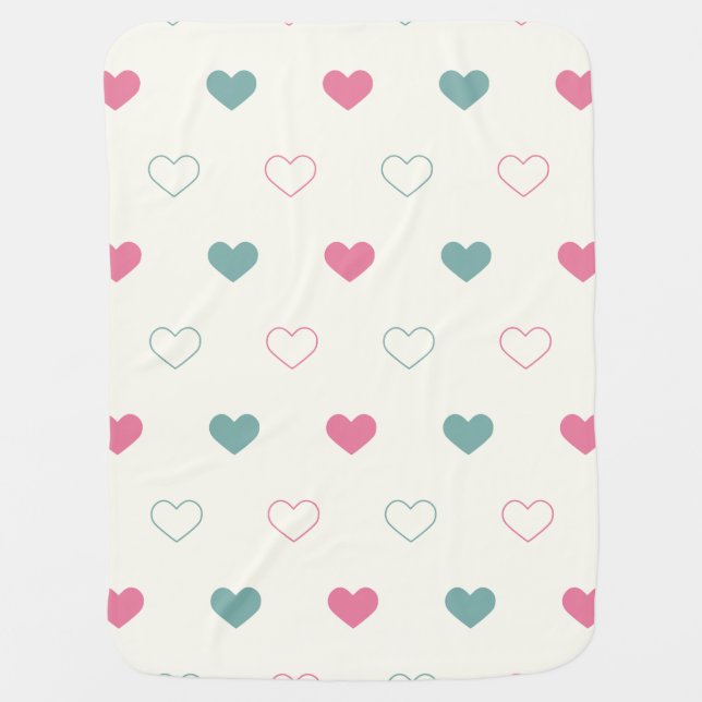 Cute Simple Heart Pattern Baby Blanket (Front)