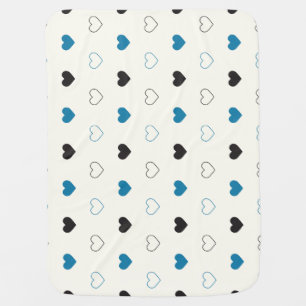 Cute Simple Heart Pattern blue black cream Baby Blanket