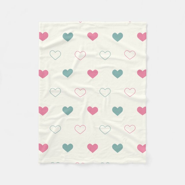 Cute Simple Heart Pattern Fleece Blanket (Front)