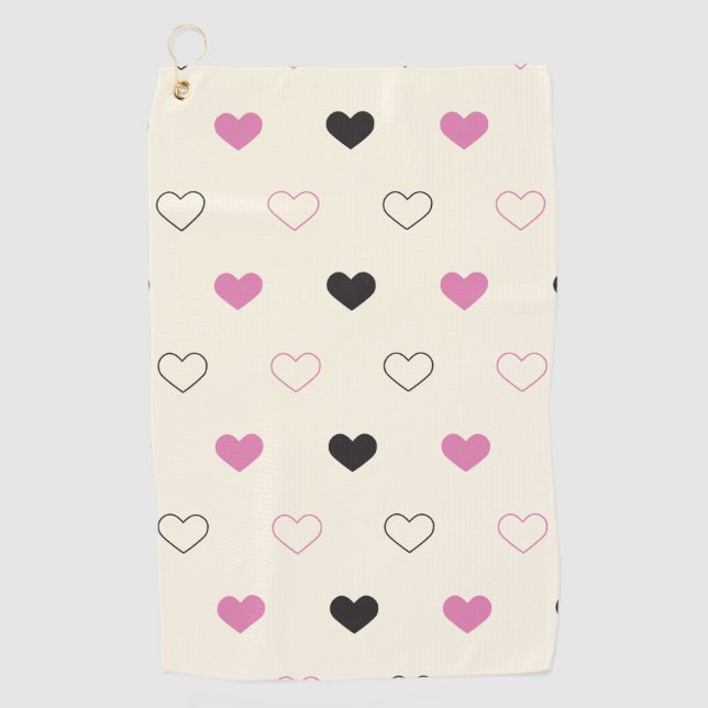 Cute Simple Heart Pattern Golf Towel (Front)