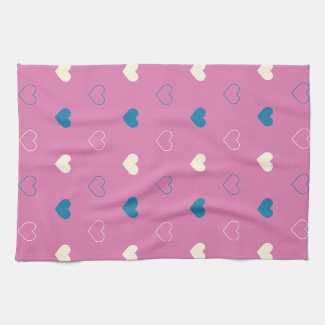 Cute Simple Heart Pattern Kitchen Towel (Horizontal)