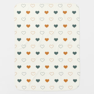 Cute Simple Heart Pattern Orange Cream Green Baby Blanket