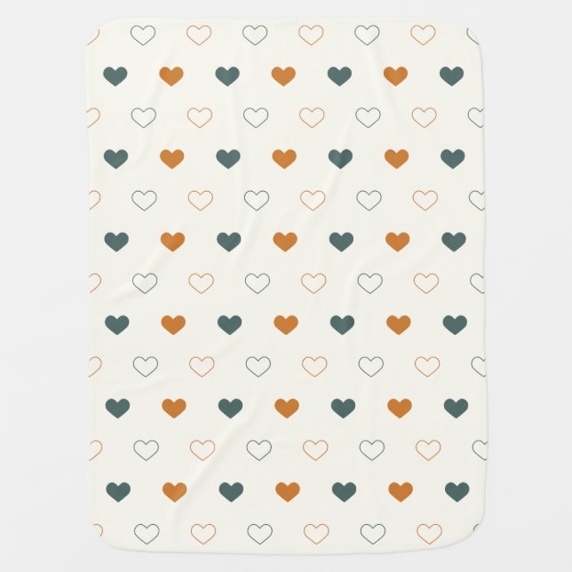 Cute Simple Heart Pattern Orange Cream Green Baby Blanket (Front)