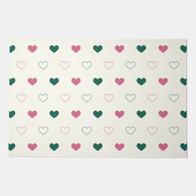 Cute Simple Heart Seamless pink / cream Doormat (Front)