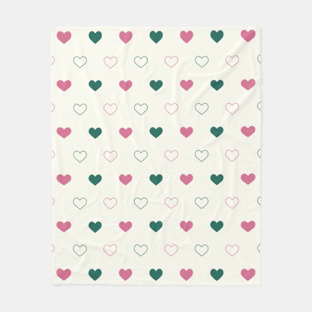 Cute Simple Heart Seamless pink / cream Fleece Blanket (Front)
