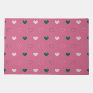 Cute Simple Heart Seamless pink / green Doormat