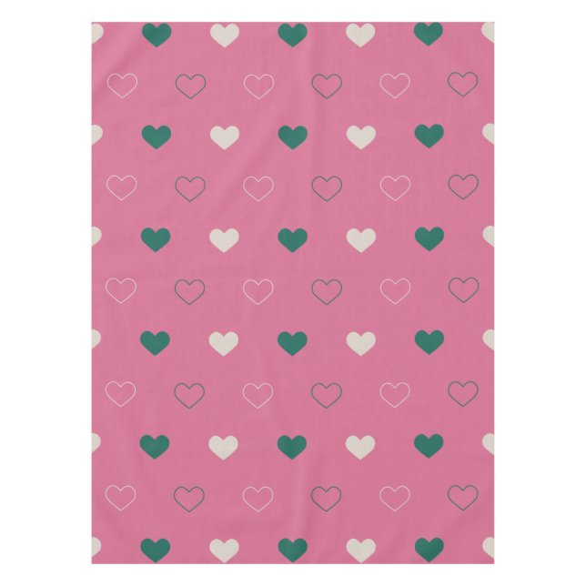 Cute Simple Heart Seamless pink / green Tablecloth (Front)
