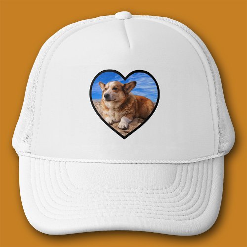 Cute Simple Heart Shape Cutout Photo Template Love Trucker Hat