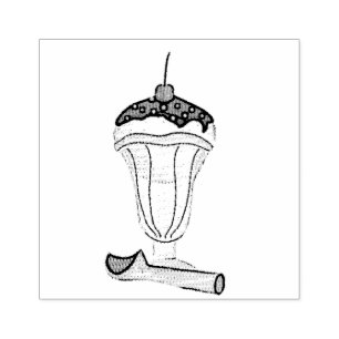 Cute Simple Ice Cream Sundae Minimalist Treat Rubber Stamp