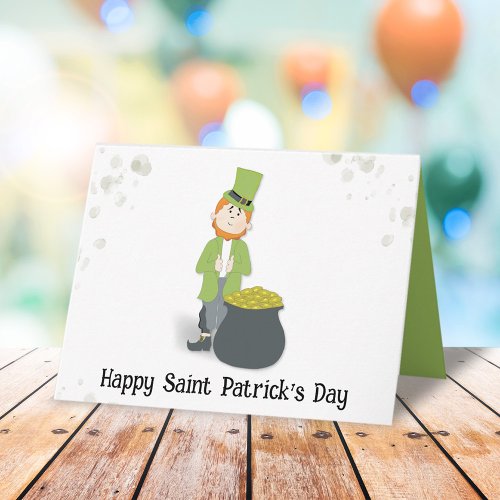 Cute Simple Leprechaun St Patricks Day Green Card