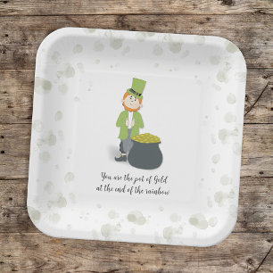 Cute Simple Leprechaun St. Patrick's Day Whimsical Paper Plates