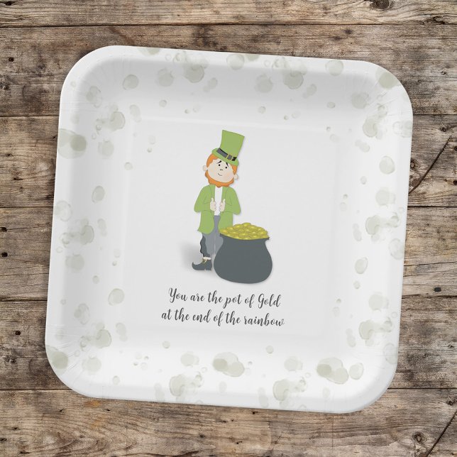 Cute Simple Leprechaun St. Patrick's Day Whimsical Paper Plates (Creator Uploaded)