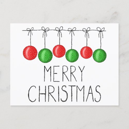 Cute Simple Merry Christmas Modern Typography Postcard