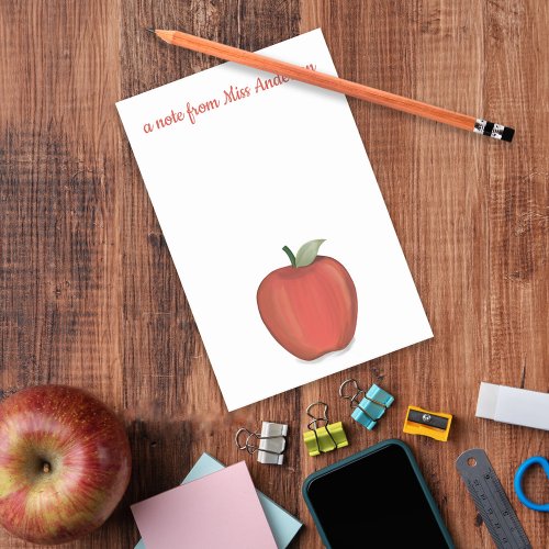 Cute Simple Minimalist Red Teachers Apple  Post_it Notes