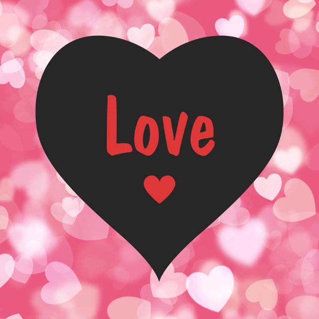 Cute Simple Modern Black & Red Heart Valentine Sticker (Creator Uploaded)