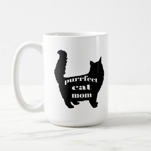 Cute SImple Modern Cat Mom Coffee Mug (Left)
