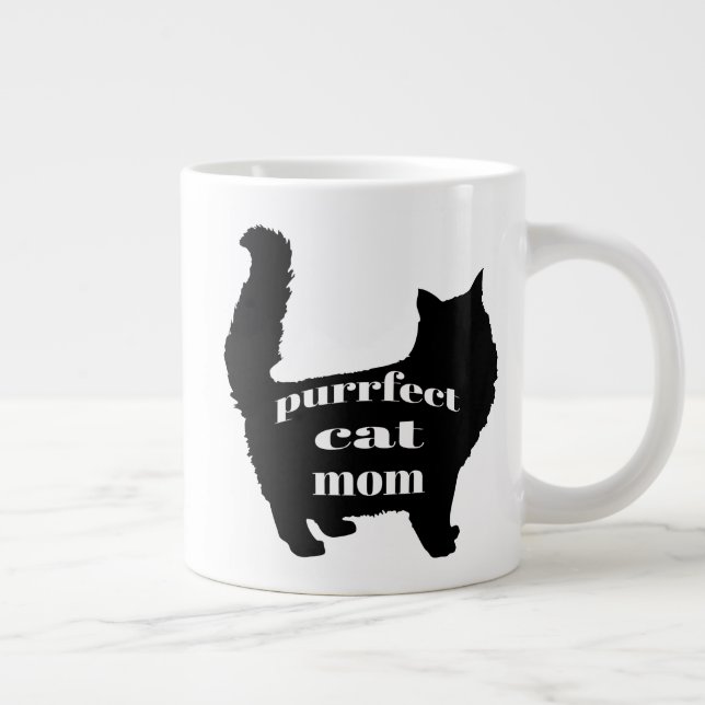 Cute SImple Modern Cat Mom Giant Coffee Mug (Right)