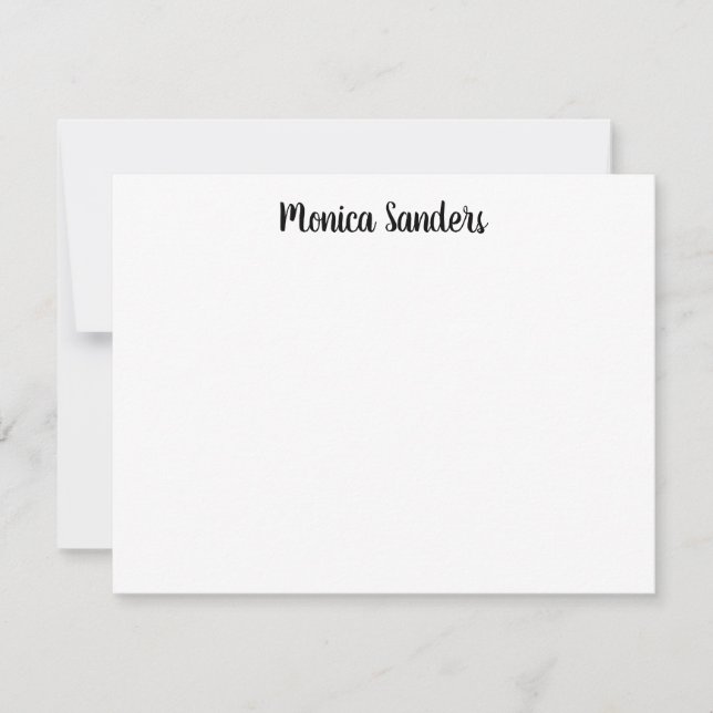 Cute Simple Modern Playful Casual Black Script Note Card (Front)