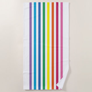 Cute Simple Modern Rainbow Colors Stripes Pattern Beach Towel