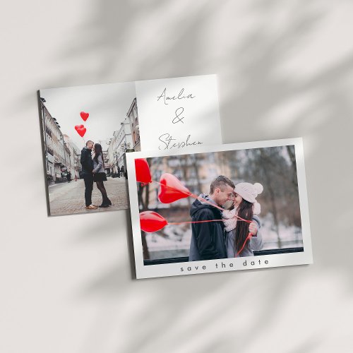 Cute Simple Modern Stylish Two Photo Wedding Save The Date
