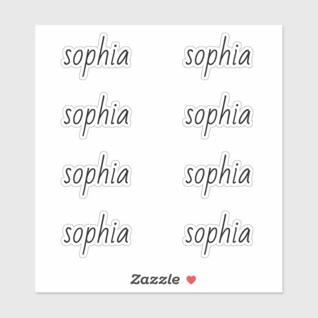 Cute Simple Modern Typography Name Sticker (Sheet)