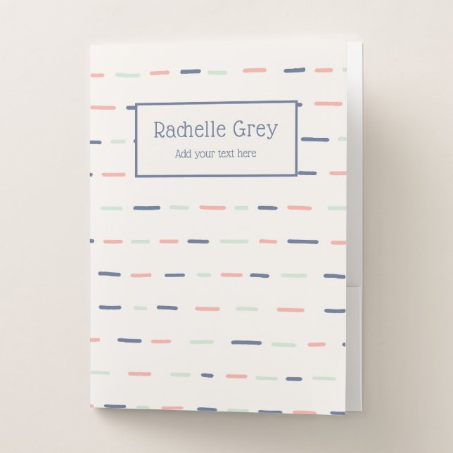 Cute Simple Monogram & Kids School Subject Pocket Folder (Front)