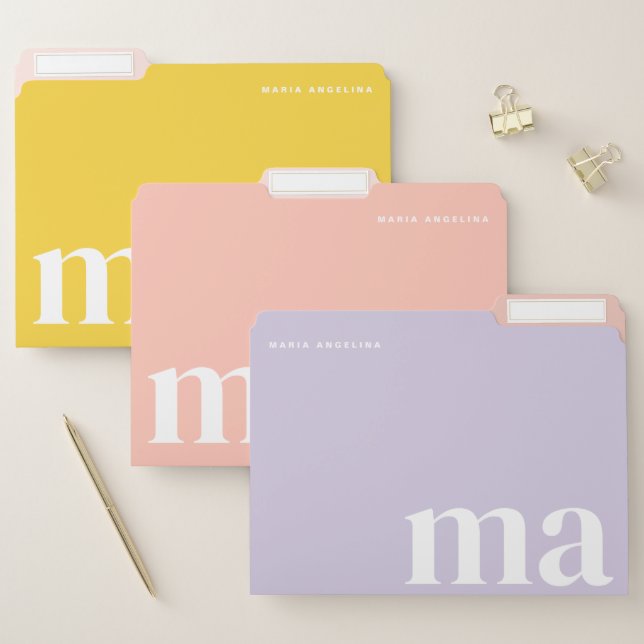 Cute Simple Monogram School File Folder (Set)