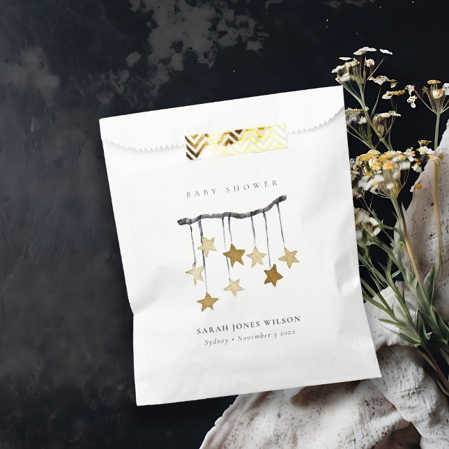 Cute Simple Neutral Yellow Star Mobile Baby Shower Favor Bag (Creator Uploaded)