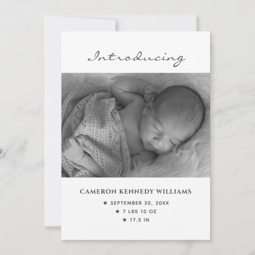 Cute Simple Newborn Custom Photo Hello Baby Birth Announcement