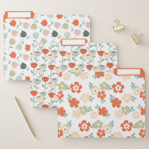 Cute Simple Orange and Green Flowers File Folder