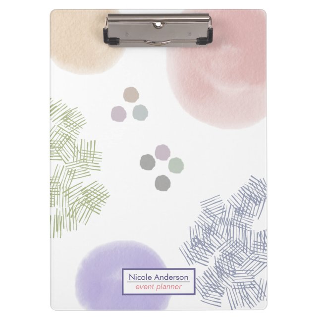 Cute Simple Pastel Abstract Brush Stroke Clipboard (Front)