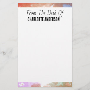 Cute Simple Pastel Border Personalized Note Stationery
