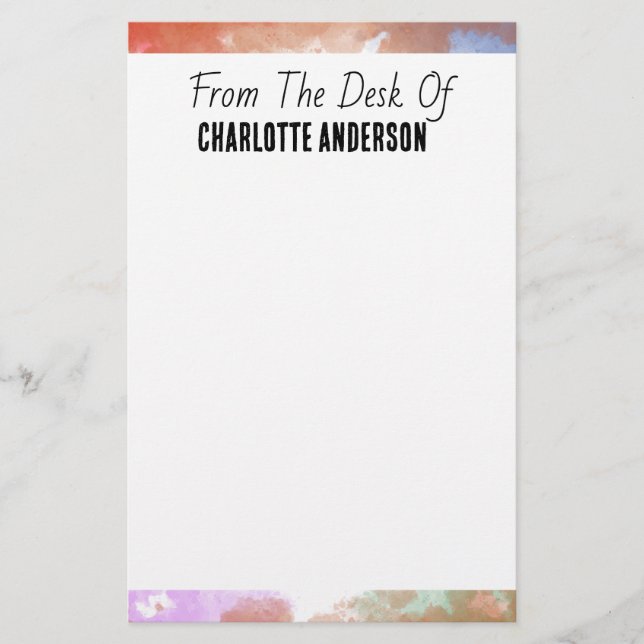 Cute Simple Pastel Border Personalized Note Stationery (Front)