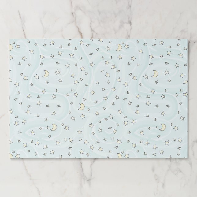 Cute Simple Pastel Mint Stars & Moons Pattern Paper Pad (Front)